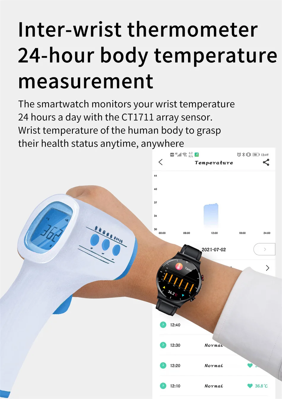 2023 New ECG+PPG Health Smart Watch Men Blood Sugar Blood Pressure Blood Oxygen Watches IP68 Waterproof Smartwatch Thermometer