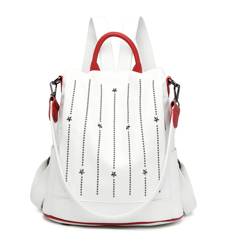 

New Hardware Decoration Women Backpack Large Capacity Soft Leather Bookbag Fashion Ladies Handbag Casual Lides Shoulder Bags Sac