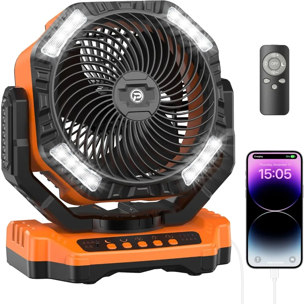

Fans, 40000mAh Rechargeable Fan, Battery Operated Oscillating Outdoor Fan, Portable Tent Fan with Remote Light Hook, Fans