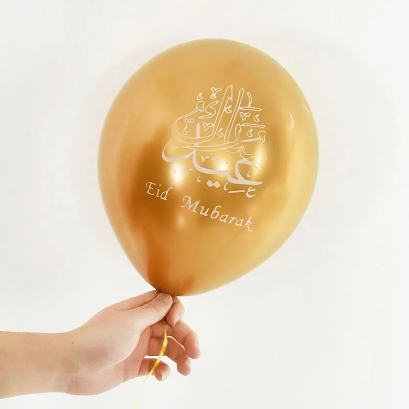 10pcs Eid Mubarak Chrome Balloons Confetti Latex Ballon Ramadan Kareem Eid Party Decoration Muslim Islamic Festival Supplies