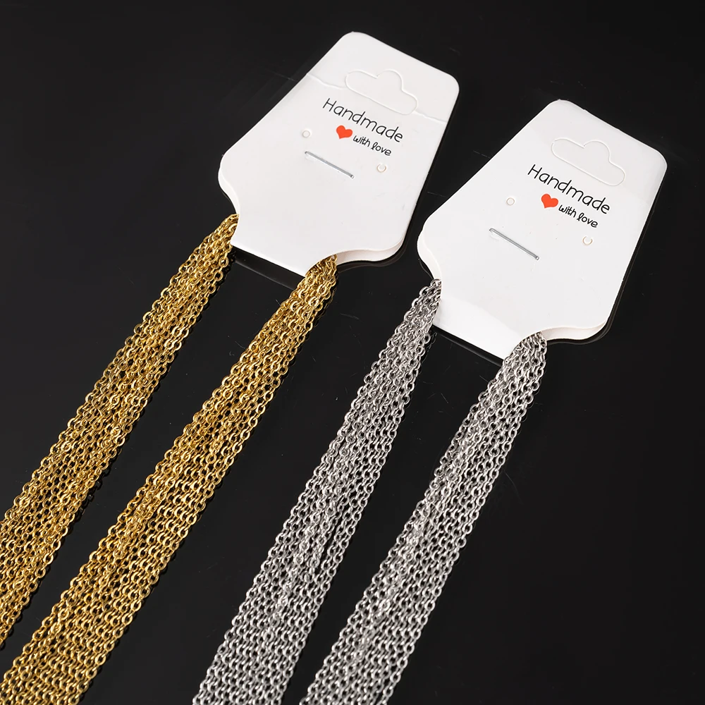 10 stücke 2mm 45 cm Gold Farbe Edelstahl Ketten Link Für DIY Halskette Einstellbare Schmuck Machen Liefert Erkenntnisse zubehör – Detail 1