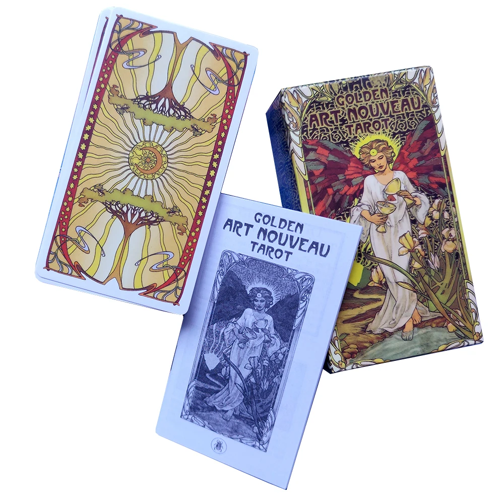 12x7cm Golden Art Nouveau Divination Tarot Cards.tarot Cards