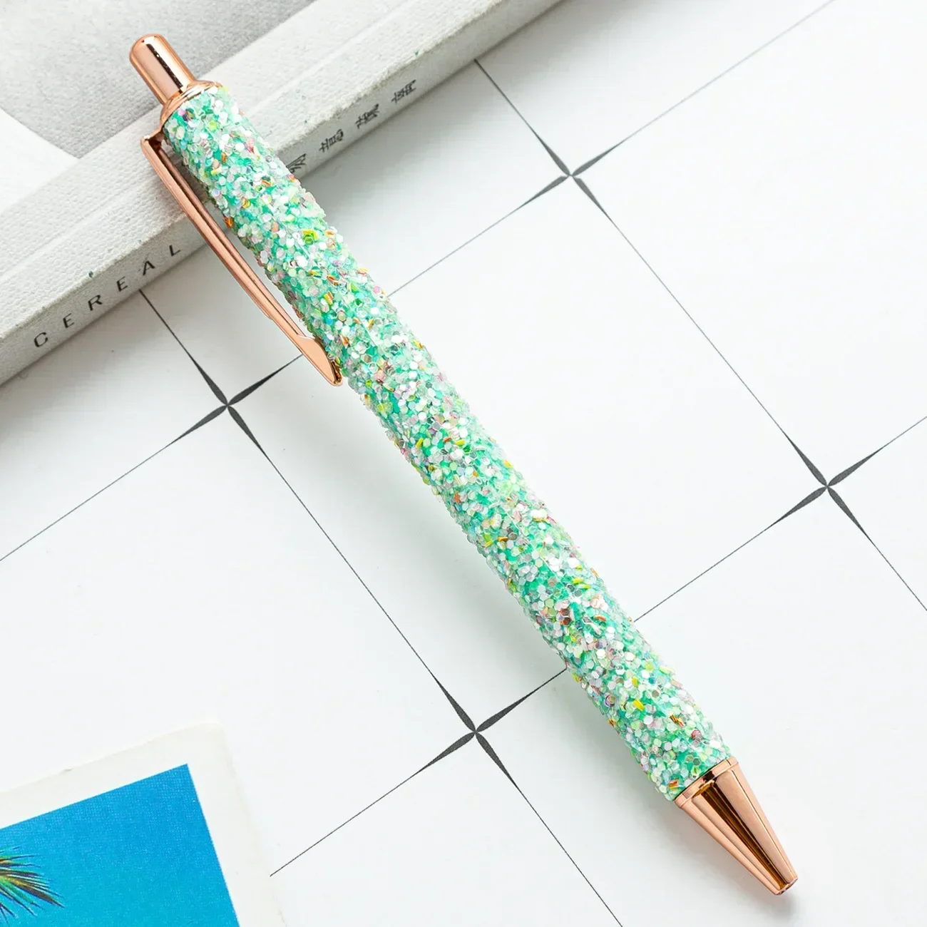 Rose Gold Glitter Ballpoint Pen - Elegant Stationery & Promotional Gift