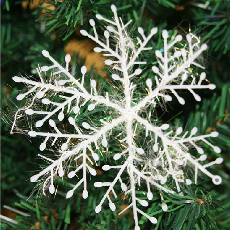 30-3Pcs Christmas Snowflake Ornaments Glitter Fake White Snowflake DIY Xmas Tree Hanging Pendents New Year Home Party Decor