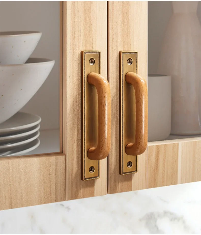 Description Picture 5 of itemZinc Alloy Punch-free Furniture Cabinet Handle Sliding Barn Door Handle Pull and Flush Hardware Set Wood Door Drawer Handle