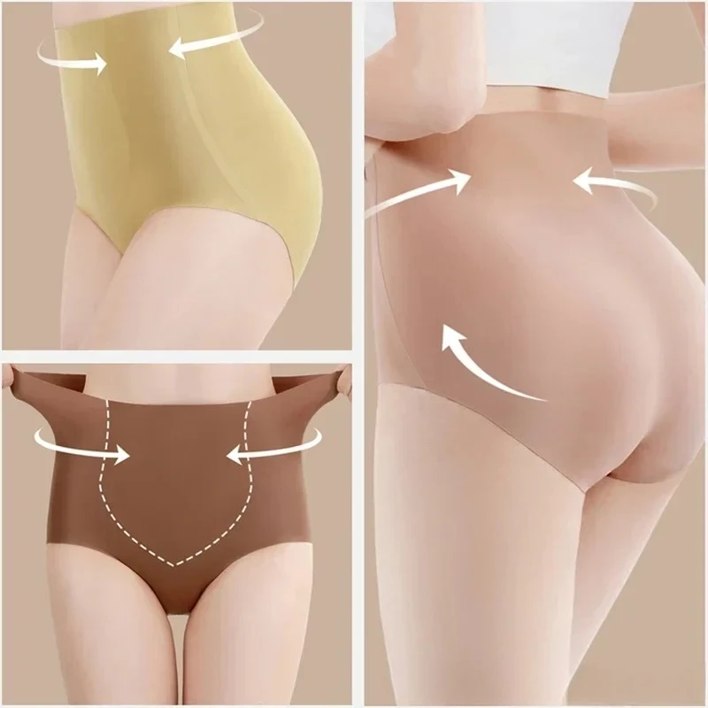 Seamless Milk Skin High Waist Abdomen Control Panties For Girl Large Size 7A Antibacterial Sports Triangle Body Shaper Underwear
