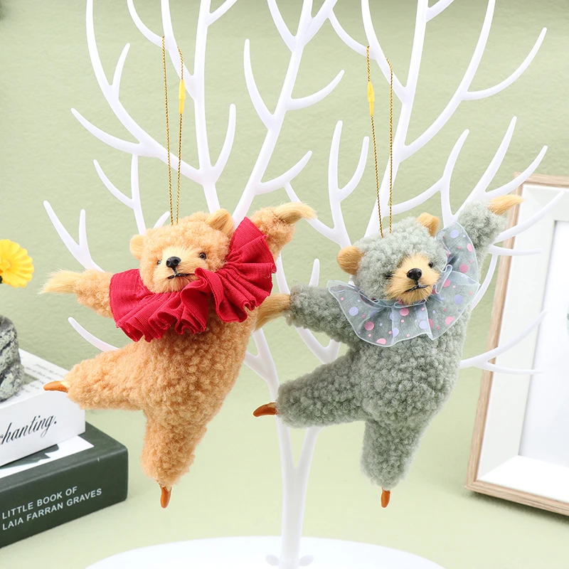 카와이 춤추는 곰 인형 방 머리맡 펜던트, 크리에이티브 인스 발레 곰 봉제 자동차 펜던트, 어린이 생일 선물, 1PC
