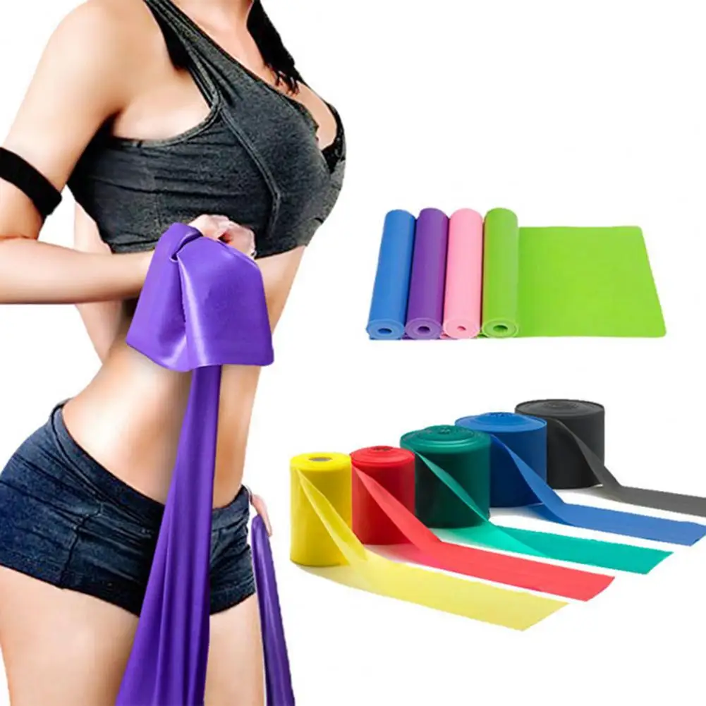 1 Roll 1.8m Yoga Pilates Stretch Resistance Band Flexible Cuttable Body-shaping Women Yoga Exercise Workout Straps