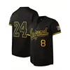 Men's Baseball Jersey Legend#24 Black Fashion Print Comfortable Sweatshirt Short Sleeve Button V-neck Shirt Men's Clothing 1