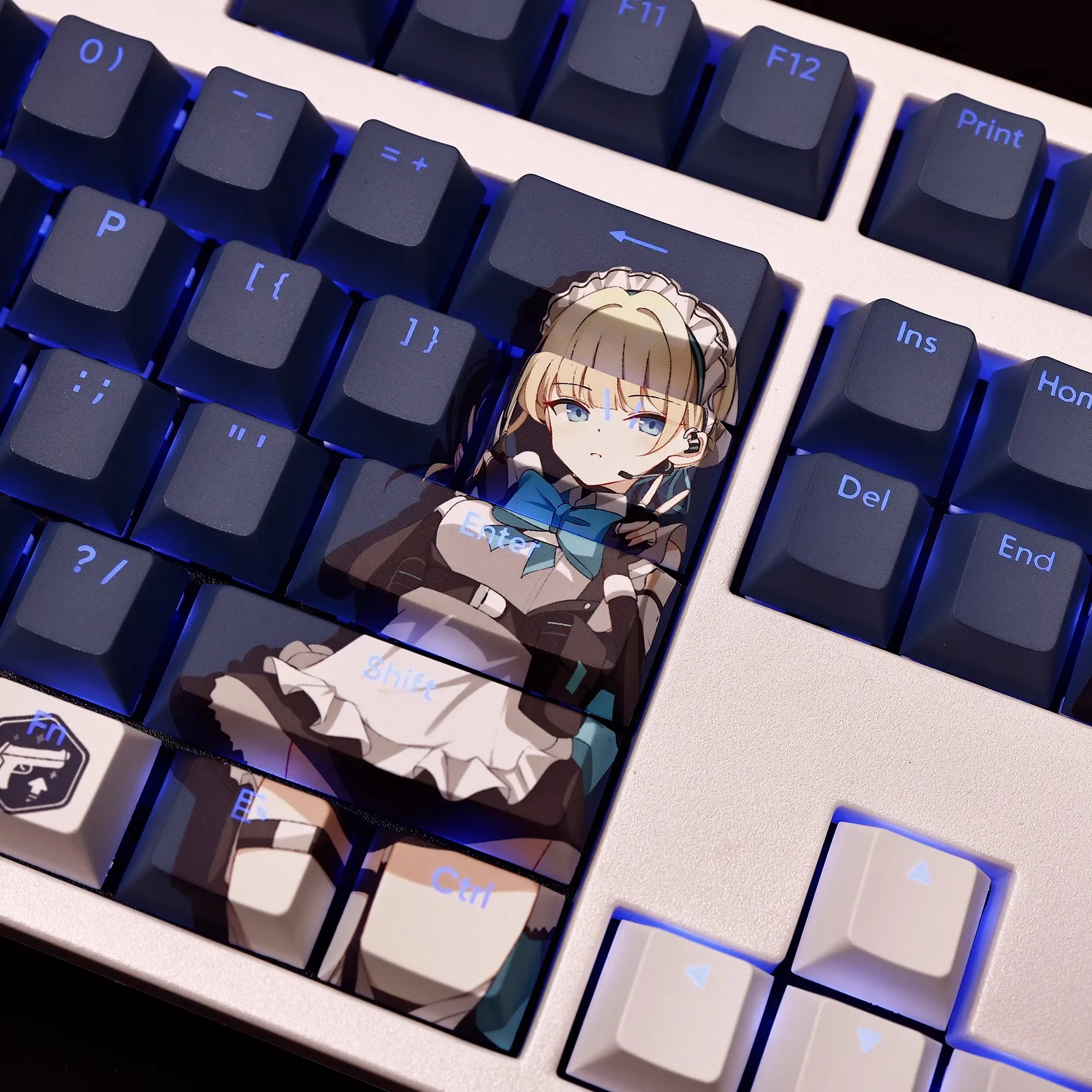 Azul Arquivo Asuma Toki Keycap Pbt Dye Subbed Keycaps Anime Game Key Caps para Ansi 61 87 104 108 Teclado 108 Teclas Definir - Imagem 4