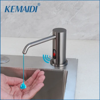 KEMAIDI สีเทาทองเหลืองเครื่องจ่ายสบู่อัตโนมัติ Touchless Sensor เจลทําความสะอาดมือแชมพูขนาดใหญ่เครื่องจ่ายผงซักฟอก 500ml Commercial 1