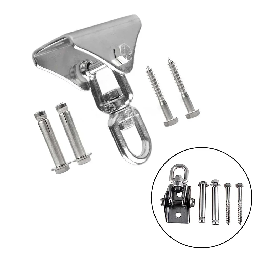 1set Ceiling Hook Set Swing Hook Stainless Steel Rotating Hanging Chair Hanging Bed Fixed Plate Swing Accessories
