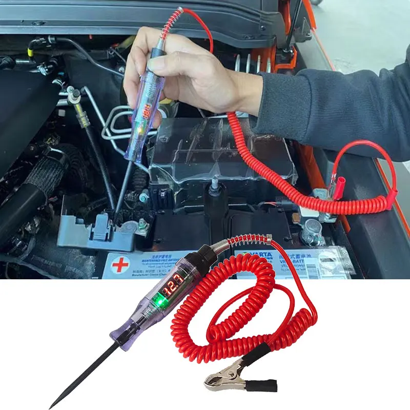 

Car Truck Voltage Circuit Tester 6V 12V 24V Digital Display Long Probe Pen Light Bulb Automobile Diagnostic Tools Auto Repair