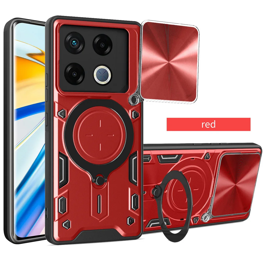 Enhanced Metal Ring Holder Car Mount Camera Protective Case with Rotating Armor Cover