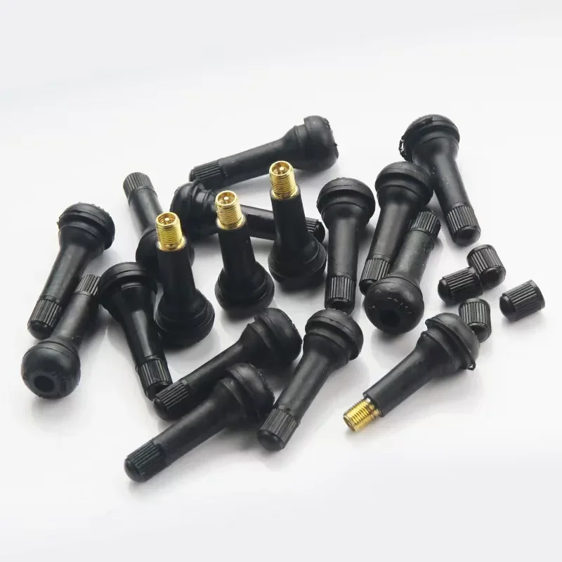 Premium Black Snap-in Tubeless Tire Valve Stems with Caps – High Quality Rubber Car Accessories