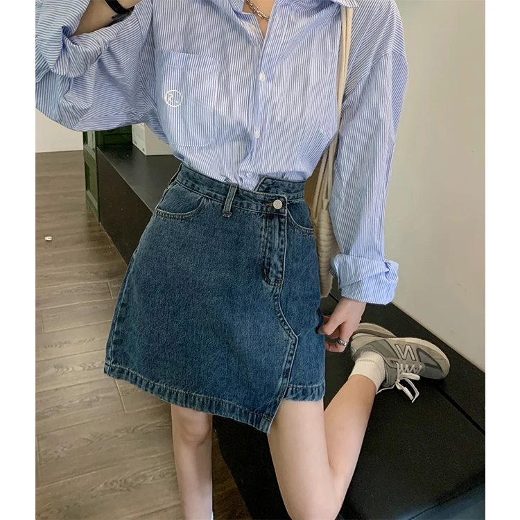 

Blue Denim Skirts Women High Waist Jeans Mini Skirt A-Line Designer Shorts Skirt Pockets Summer Harajuku Streetwear Gothic