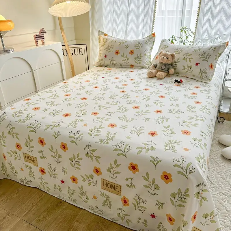 Skin-friendly Soft Sheets Household Printed Flat  Bedroom King Queen Size Bedding Single Double  Breathable Durable 3