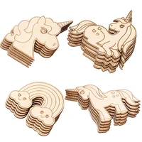 10pcs Unicorn Wooden Crafts DIY Painting Wood Slices Ornaments For Unicorn Birthday Party Decoration Kids DIY Gifts Supplies 1