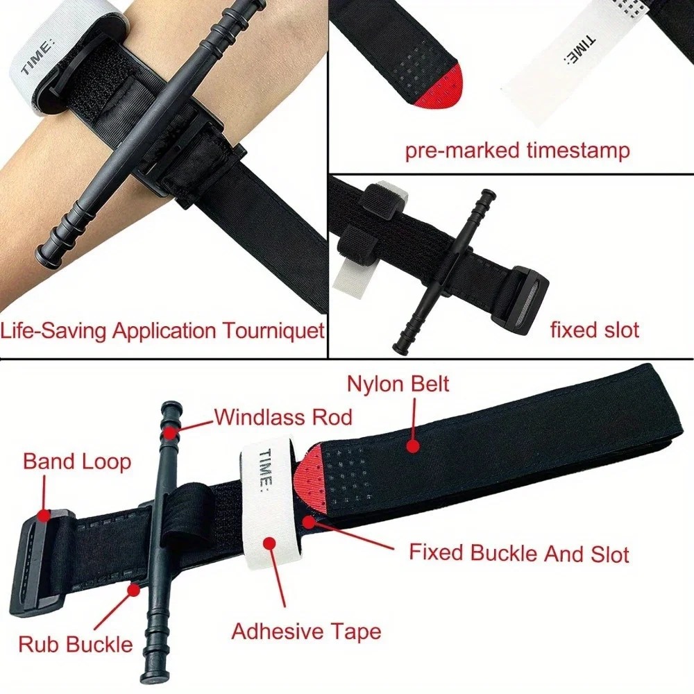 4 Pack Emergency Outdoor Tourniquet First Aid Tactical Life Saving Hemorrhage Control Military Tactical Emergency, Single-Handed