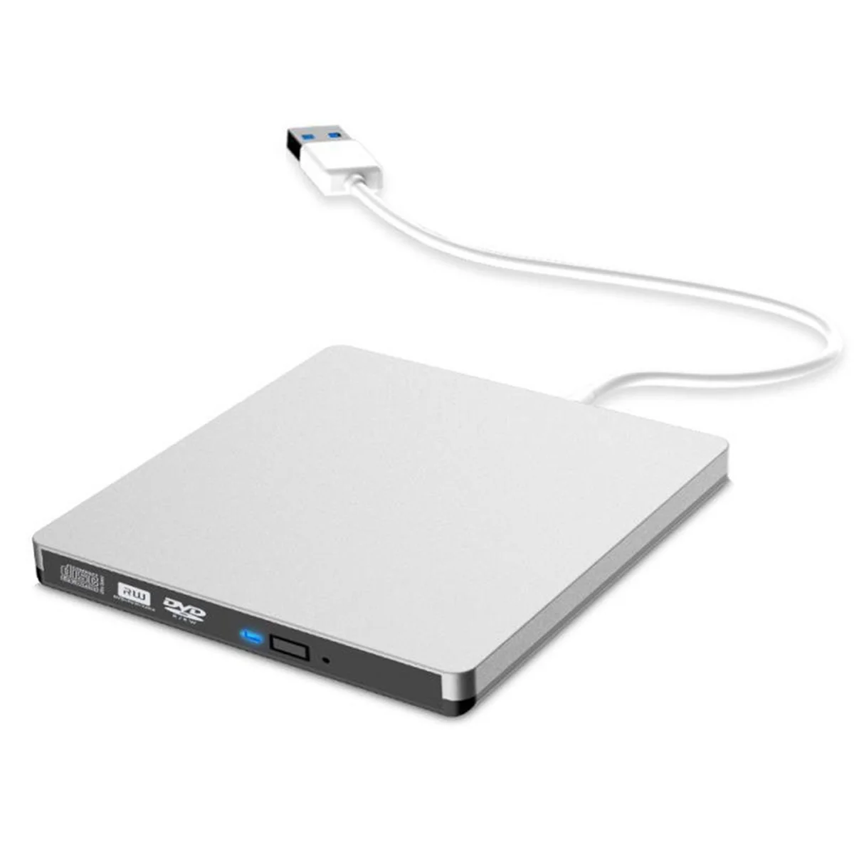 

USB3.0 External CD Player 12.7mm Tray Type Ultra Slim DVD-RW Optical Drive Recorder for Computer Laptop PC(Silver)