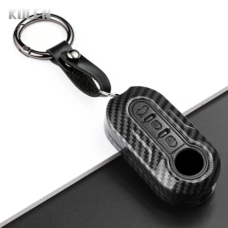 Premium Carbon Fiber Style Car Key Case Cover - Sleek & Durable Protector