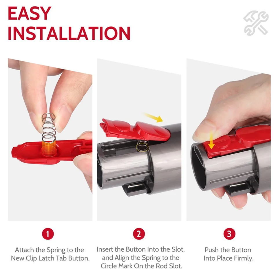 Clip De Cabezal De Limpieza, Botón De Lengüeta De Ptillo Con Rorte De Reputo Para Dyson V7 V8 V10 V11 V15, Piezas De Accionamiento Eléctrico, Pieza De Varita De Extensión - AliExprs