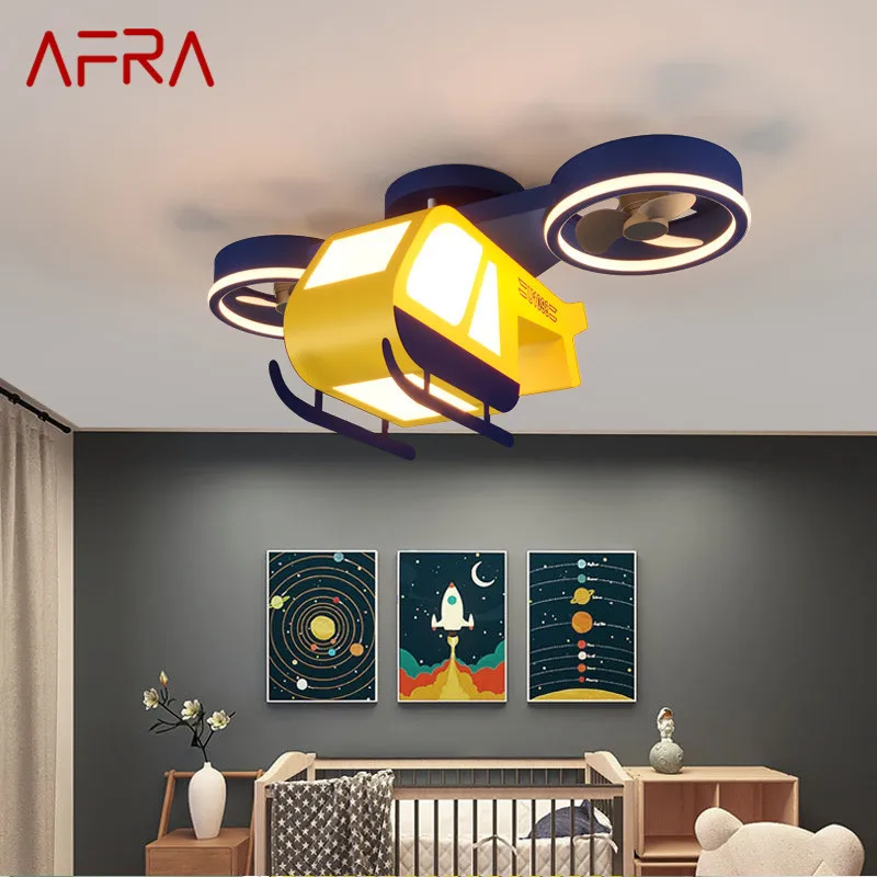 

AFRA Children's Ceiling Fan Lights Remote Control 3 Colors Dimmable LED Cartoon Airplane Lamp for Home Kids Room Kindergarten