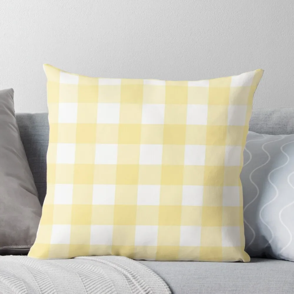 

Pastel Yellow Gingham Pattern (Large Wide Print) Throw Pillow christmas pillowcases Christmas Pillow Covers