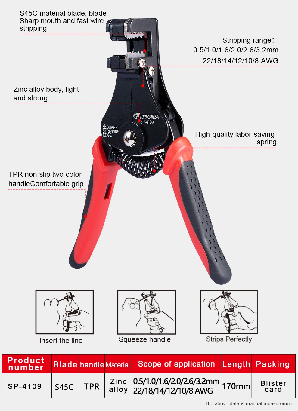 Automatic Wire Stripping Tool Cutter Multifunction Heavy Duty Stripper for  1.0 3.2mm Solid and 8-22 AWG Stranded Electrical Wire