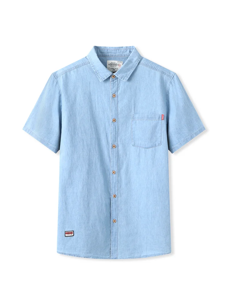 Fashion Suepr Large Men Short Sleeved Summer Oversized Loose Casual Denim Shirts Plus Size XL2XL3XL4XL5XL6XL7XL8XL denim shirt