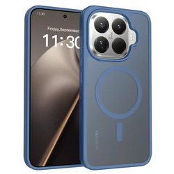 Luxury Frosted Wireless Charging Phone Case - PC+TPU Armor Anti - Drop Design for Xiaomi 17T (Navy)
