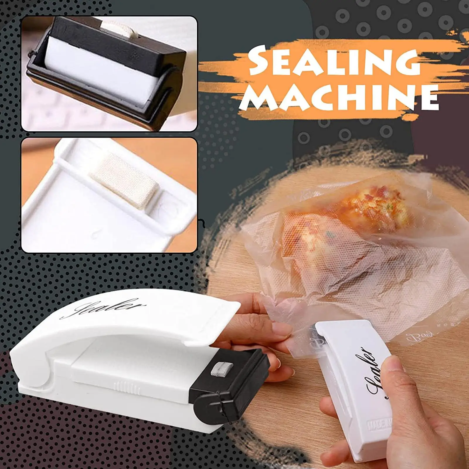 Mini Bag Sealer Heat Sealer Mini Chip Bag Sealer for Plastic Bags Storage Food Snack Cookies Fresh for Food Snack Storage 4