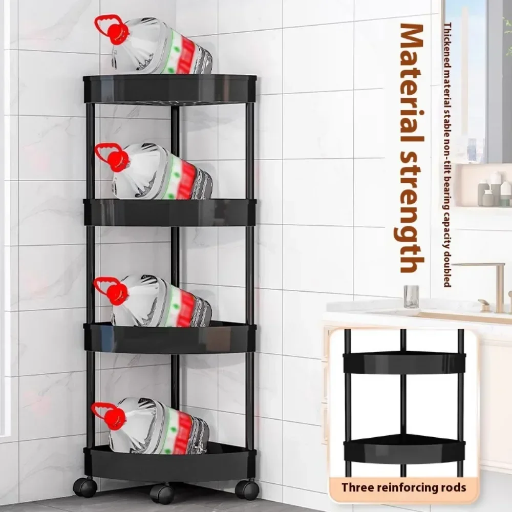 Storage Rack 3/4/5 Tier Storage Shelf Rolling Cart Gap Storage Rack Movable Bathroom Corner Triangle Shelf Floor-standing Story StorageRacks