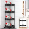 3/4/5 Tier Storage Shelf Rolling Cart Gap Storage Rack Movable Bathroom Corner Triangle Shelf Floor-standing Story StorageRacks 6