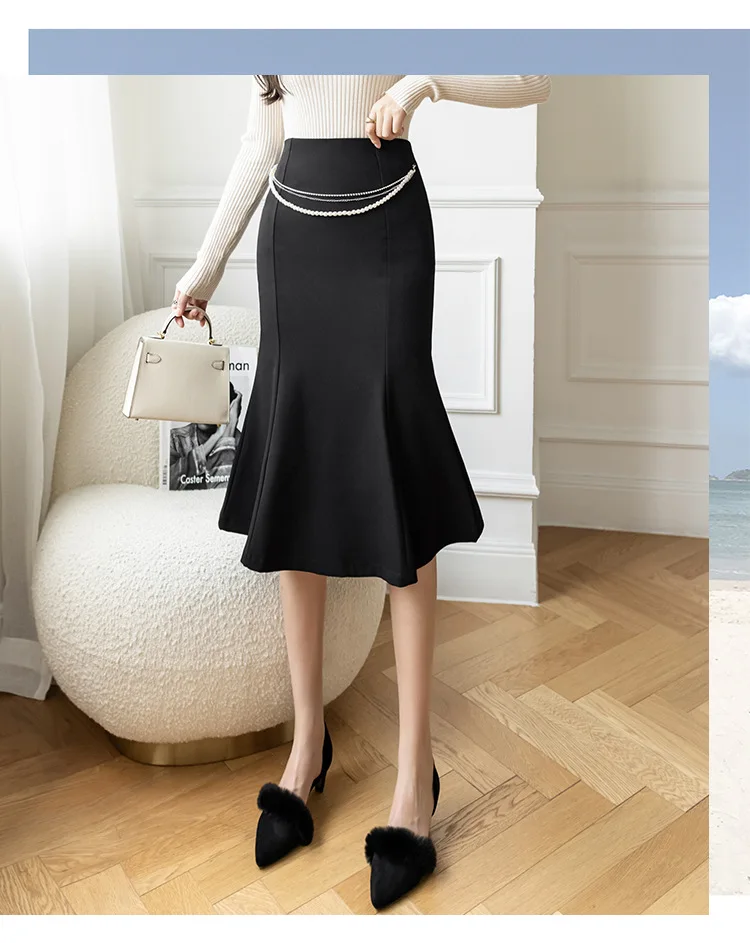 Skirts Women Solid Vintage Office Ladies Elegant Chic Korean Style A-line Summer Long Faldas Mujer High Waist Simple Hip Skirt midi skirt