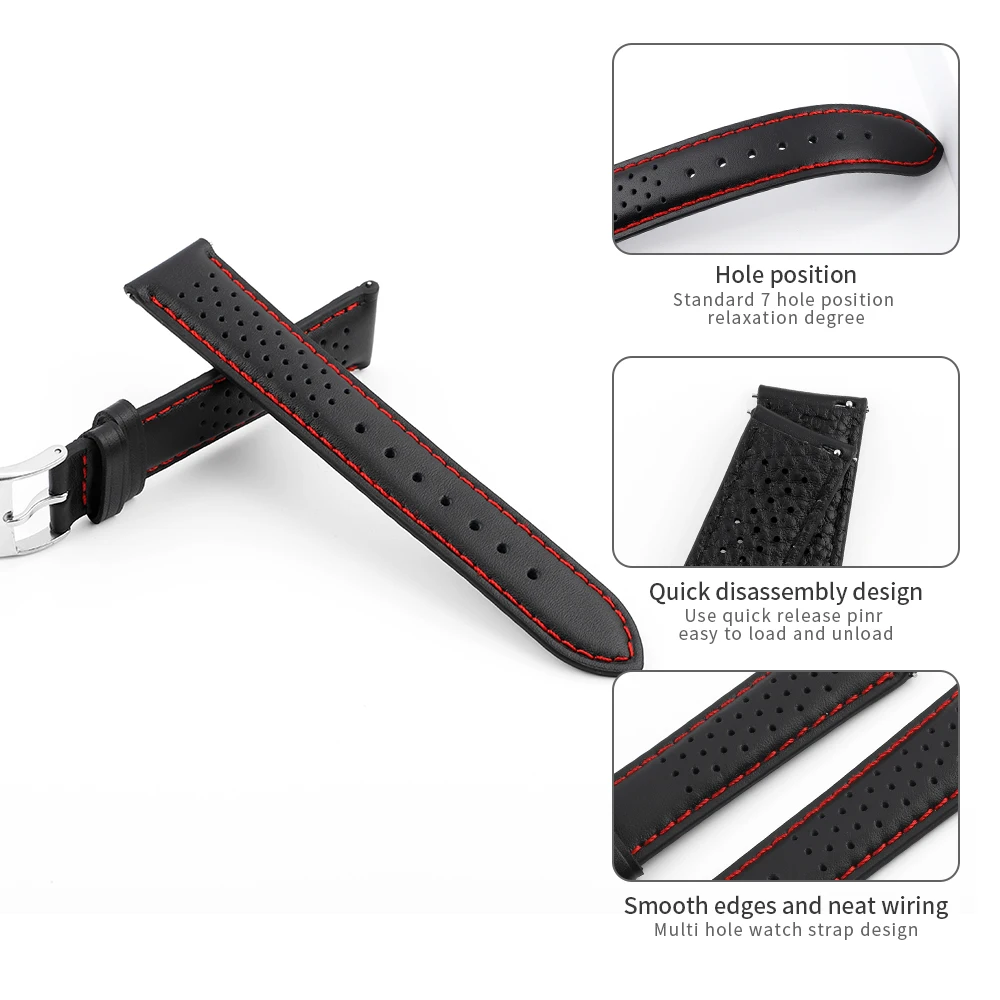 Elegant Genuine Leather Watchbands - Premium Replacement Straps in Classic Colors