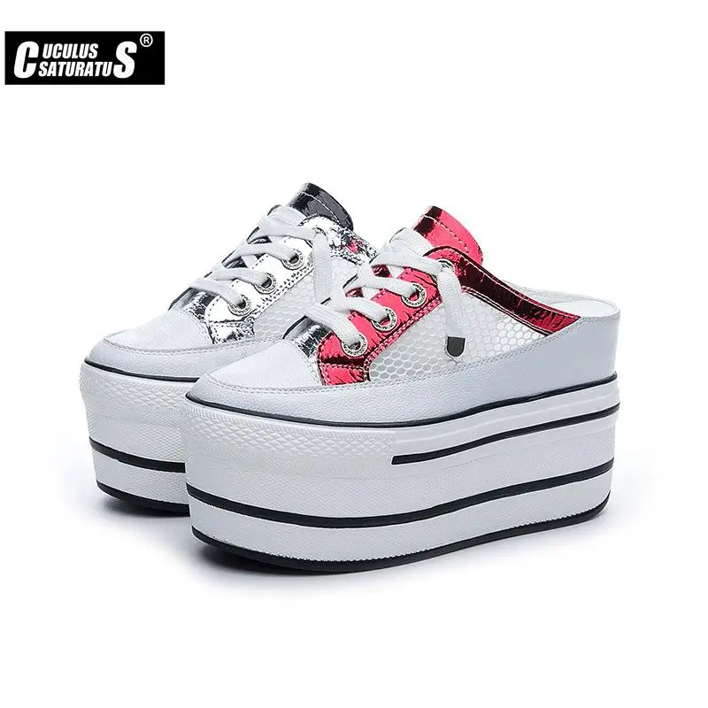 

Summer Super High 10.5cm Women Platform Slippers Sandals Fashion Mesh Breathable Platform Slippers Women Thick Bottom Slippers