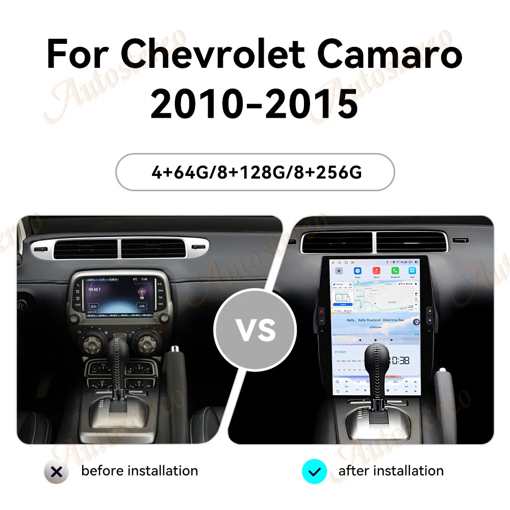 14.4 inch Carplay Android 14 For Chevrolet Camaro 2010-2015 Tesla Screen Car GPS