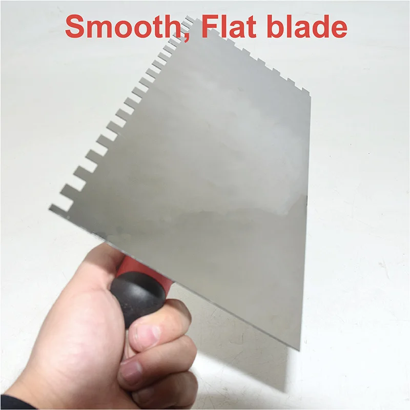 30x13cm Stainless Steel Trowel Notched Smooth Spatula Ergonomic Grip Wall Tiling Plastering and Construction