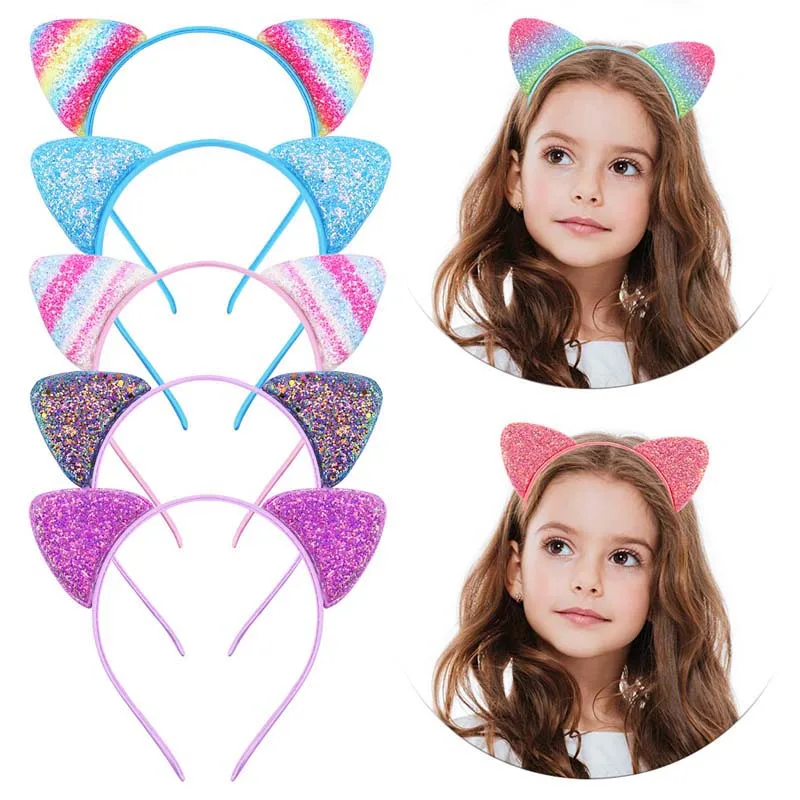 Fashion Children's Sequined Cat Headbands For Kids Girl Scale Sequin  Hair Bands Children Hair Hoop Headwear Jewelry Accessories toy gods 1 43 scale racing car car model toy for gift children collection lynk