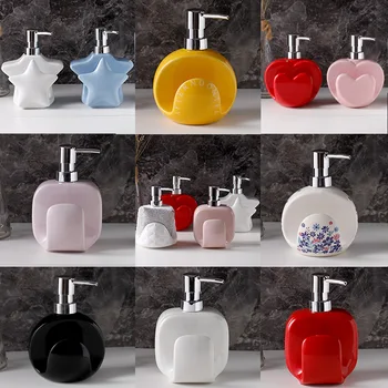 โลชั่นเซรามิกผงซักฟอกมัลติฟังก์ชั่นขวดแยกขวดเจลทําความสะอาดมือพร้อมฐานฟองน้ําขวดอาบน้ําถ้วยตู้ 1