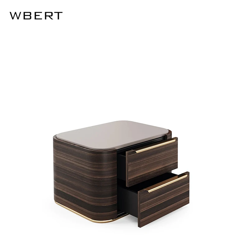 WBERT 모던 이탈리아 럭셔리 침실 가구, 고급 맞춤형 솔리드 우드 스퀘어 침대 옆 보관 캐비닛 디자인