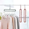 2Pcs/4Pcs Red&Green Multifunctional Foldable Reusable Hanger Storage Rack Nine Hole Plastic Hanger For Household Garments 2