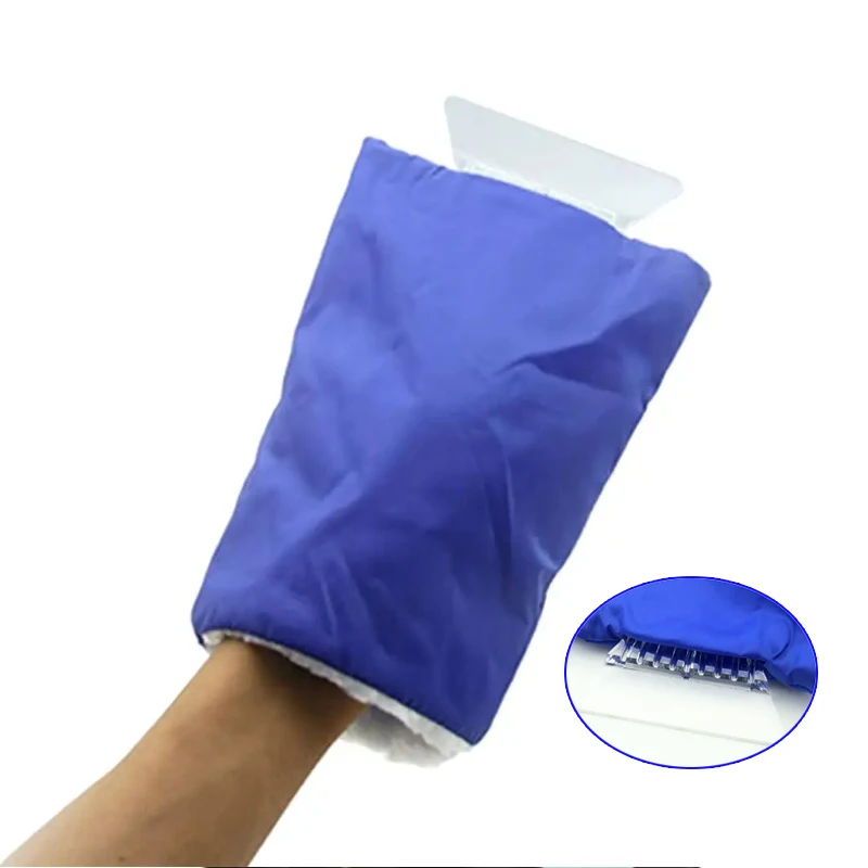 Car Snow Shovel Warm Gloves Ice Shovel Plush Warm Gloves Anti-skid Handle Padded Thickened Waterproof Emergency De-icer