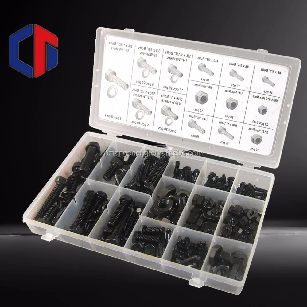 

240PC Hardware Kit Stainless Steel Black USS TC-3001 Bolt and Nuts Assortment Kit Set