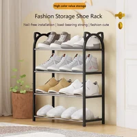 4 layer 56*47*19cm Household storage rack Simple shoe cabinet Shoe storage rack Cat galvanized tube shoe rack 1