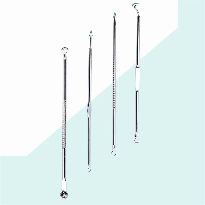 Acne Needle Remove Blackhead Blemish Pimple Comedone 4pcs/Set Double-ended Stainless Steel Facial Cleaning Skin Care 5