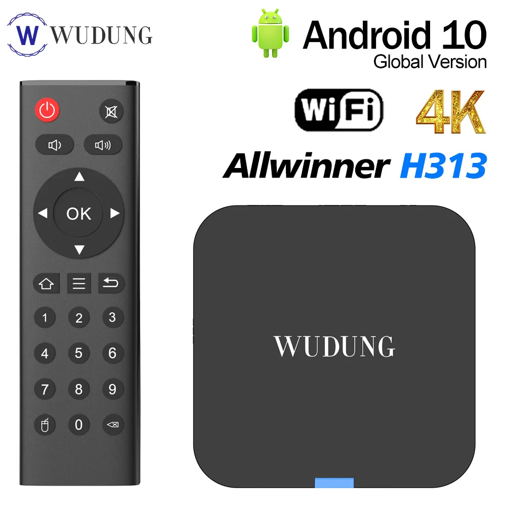 スマートTVミニボックス,Android 10, Allwinner, H313,Wudung
