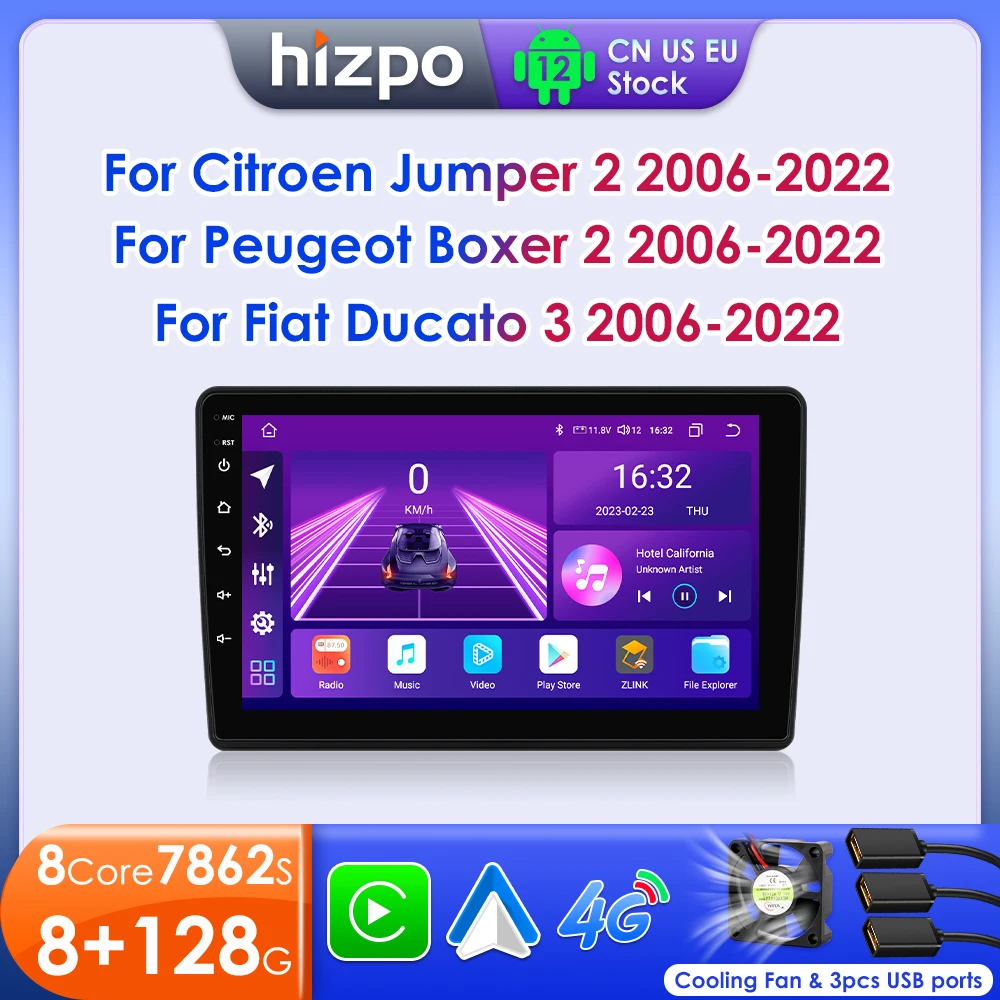 Hzipo Android 12 Autoradio Per Fiat Ducato 3 Citroen Jumper 2 Peugeot Boxer 2 2006-2022 Navigazione Gps Video Stereo Auto Carplay