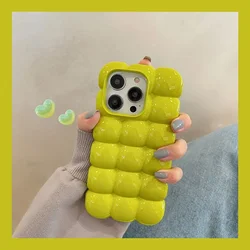 Cute Cartoon 3D Block Lattice Glossy Candy Silicone Shockproof Case - iPhone 18 Pro Max (Green)